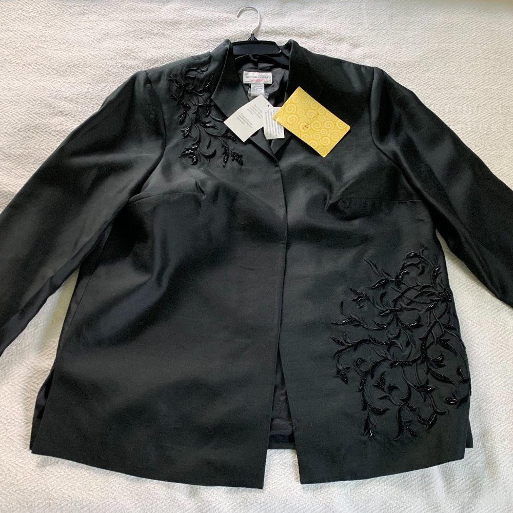 Victor Costa "Occasion" 100% Silk Black Jacket